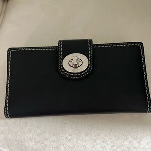 Coach black leather large wallet
